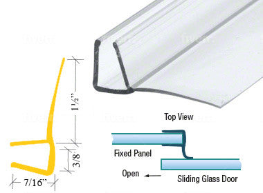 Shower Door Seal 'U' with 90° 1.5" Vinyl Fin Seal