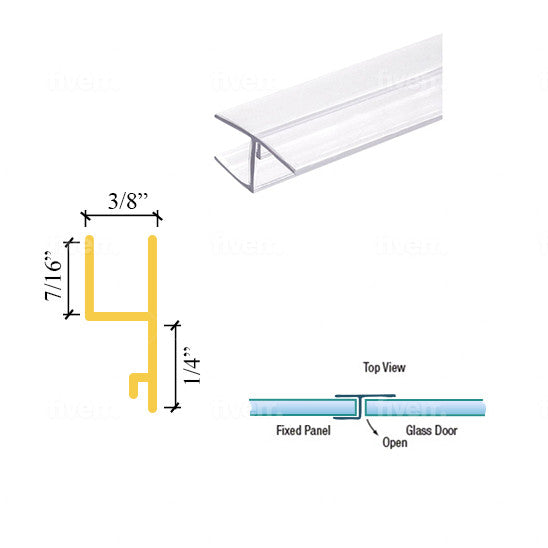 Shower Door Hard-Leg H Seal 180 Degree Strike