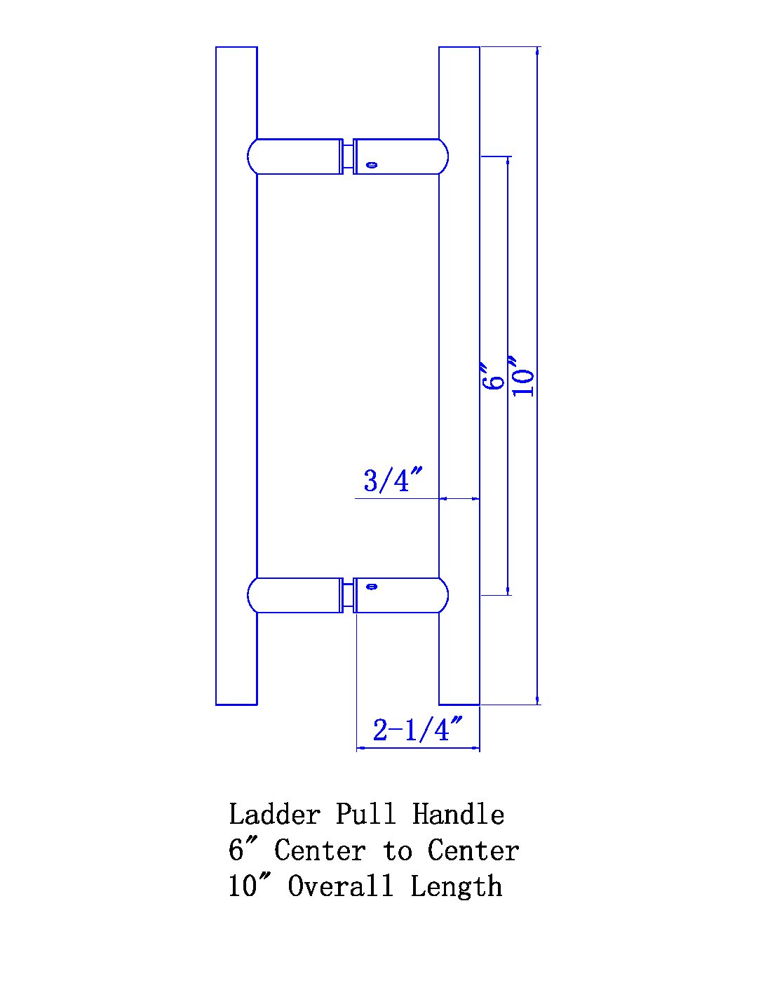 Rockwell Back to Back Ladder Pull for Heavy Glass Frameless Shower Doors