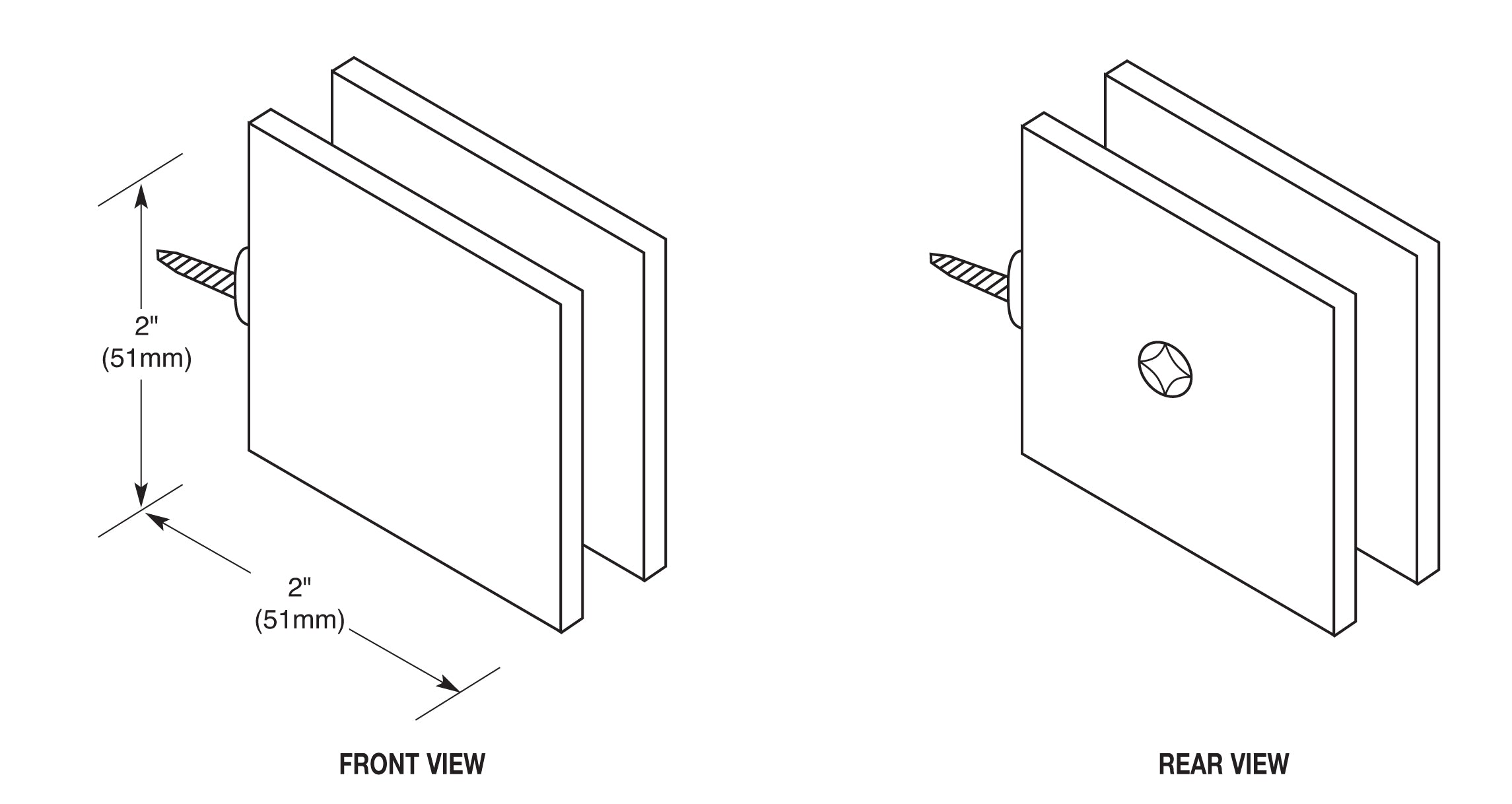 Square Wall Mount Movable Transom Clamp