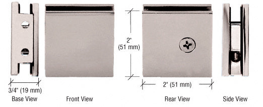 Square Style Notch-in-Glass Fixed Panel U-Clamp