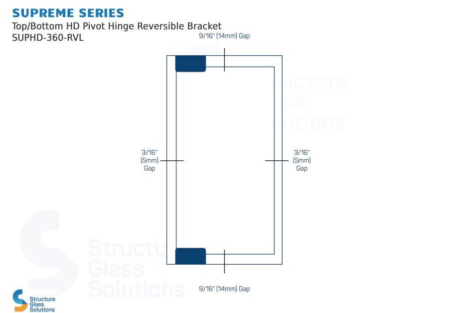 Structure Glass Solutions HEAVY DUTY Reversible Pivot Hinge Wall Mount Bracket LRG-360-RVL Bracket-Brushed Nickel