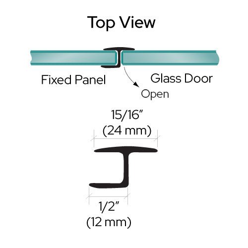 CRL Black or Clear Polycarbonate Clear H - Jamb 180 Degree for Glass - For 3/8" Glass P380HJBL - CCP22