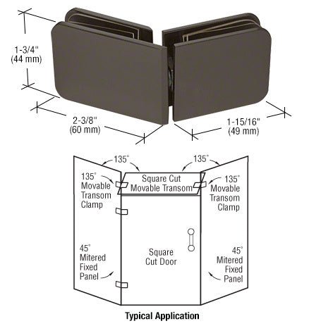 CRL 135 Degree Movable Transom Clamp GCB3350RB