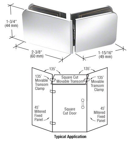 CRL 135 Degree Movable Transom Clamp GCB335CH