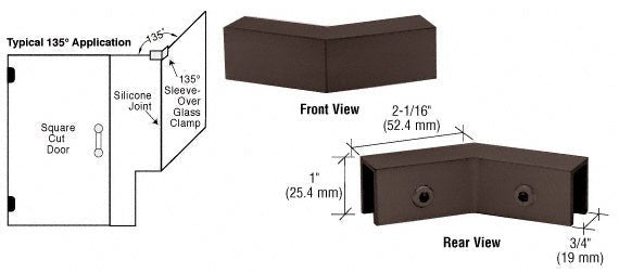 CRL 135 Degree "Sleeve Over" Glass Clamp S0GC1350RB