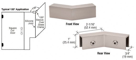 CRL 135 Degree "Sleeve Over" Glass Clamp S0GC135BN