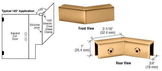 CRL 135 Degree "Sleeve Over" Glass Clamp S0GC135BR