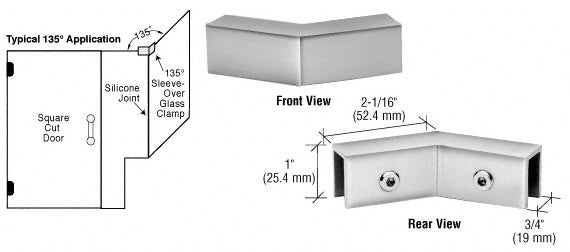 CRL 135 Degree "Sleeve Over" Glass Clamp S0GC135CH