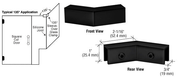 CRL 135 Degree "Sleeve Over" Glass Clamp S0GC135MBL