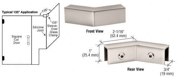 CRL 135 Degree "Sleeve Over" Glass Clamp S0GC135PN