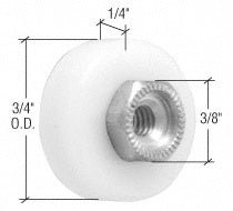 CRL 3/4" Nylon Ball Bearing Shower Door Flat Edge Roller With Threaded Hex Hub - Bulk 100/Pk M6001B