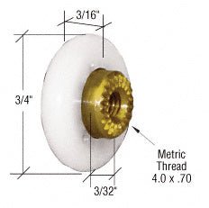 CRL 3/4" Sliding Oval Edge Shower Door Roller M6206