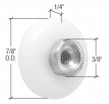 CRL 7/8" Nylon Ball Bearing Shower Door Oval Edge Roller with Threaded Hex Hub M6002