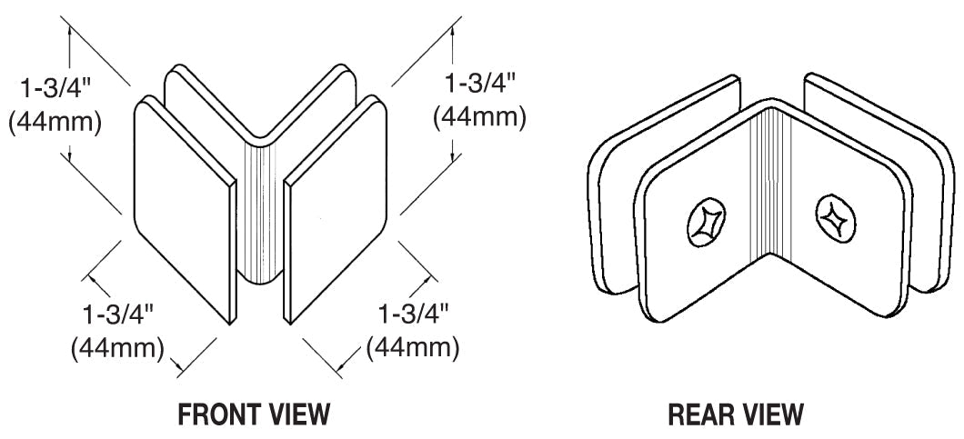 CRL 90 Degree Junior Traditional Style Glass Clamp for 1/4" Glass GCB690BN