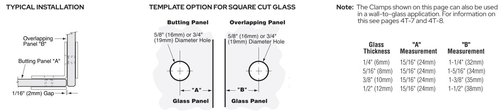 CRL 90 Degree Junior Traditional Style Glass Clamp for 1/4" Glass GCB690BN