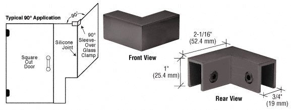 CRL 90 Degree "Sleeve Over" Glass Clamp S0GC900RB