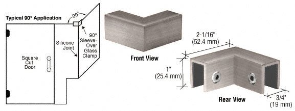 CRL 90 Degree "Sleeve Over" Glass Clamp S0GC90ABN