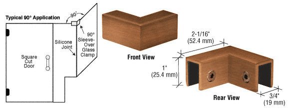 CRL 90 Degree "Sleeve Over" Glass Clamp S0GC90ABR