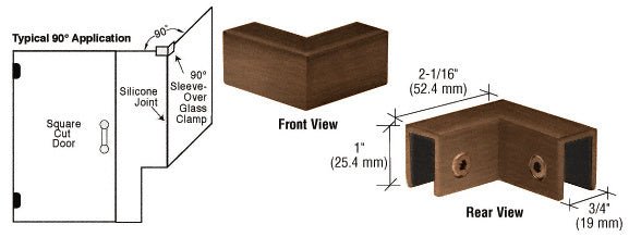 CRL 90 Degree "Sleeve Over" Glass Clamp S0GC90ABRZ