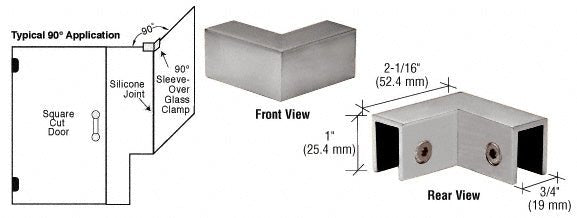 CRL 90 Degree "Sleeve Over" Glass Clamp S0GC90BN