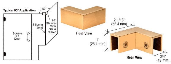 CRL 90 Degree "Sleeve Over" Glass Clamp S0GC90BR