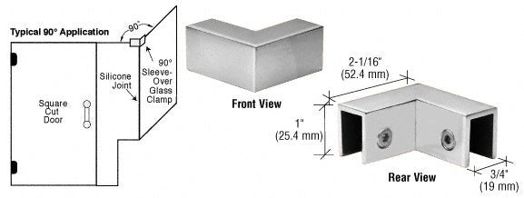 CRL 90 Degree "Sleeve Over" Glass Clamp S0GC90CH