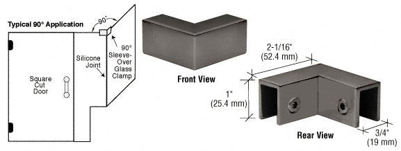 CRL 90 Degree "Sleeve Over" Glass Clamp S0GC90GM