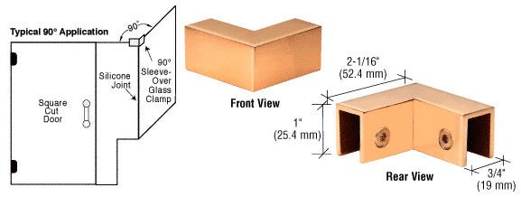 CRL 90 Degree "Sleeve Over" Glass Clamp S0GC90GP