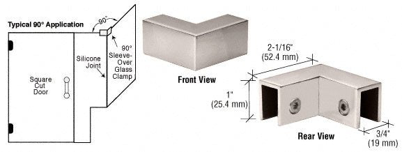 CRL 90 Degree "Sleeve Over" Glass Clamp S0GC90PN