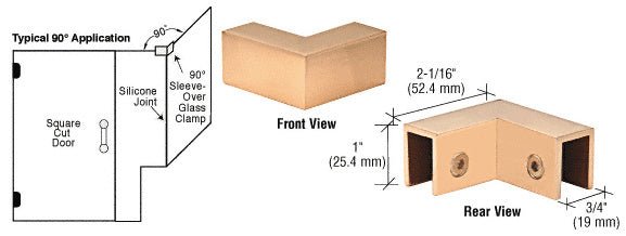 CRL 90 Degree "Sleeve Over" Glass Clamp S0GC90SB