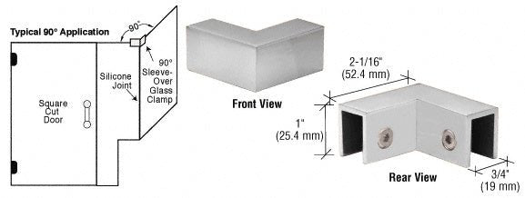 CRL 90 Degree "Sleeve Over" Glass Clamp S0GC90SC