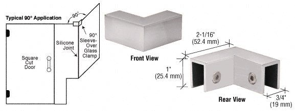 CRL 90 Degree "Sleeve Over" Glass Clamp S0GC90SN