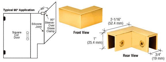 CRL 90 Degree "Sleeve Over" Glass Clamp S0GC90ULBR