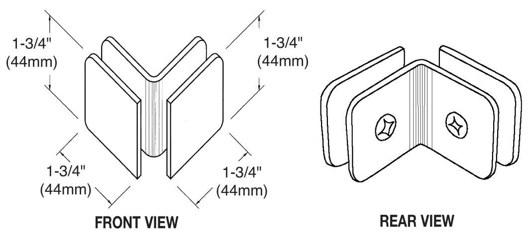 CRL 90 Degree Traditional Style Glass - to - Glass Clamp GCB900RB