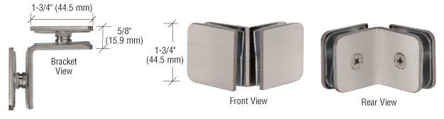 CRL 90 Degree Traditional Style Glass - to - Glass Clamp GCB90BN