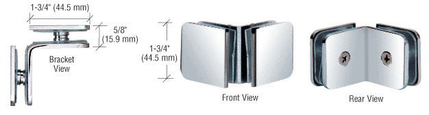 CRL 90 Degree Traditional Style Glass - to - Glass Clamp GCB90CH