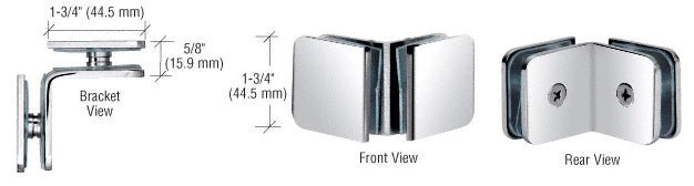 CRL 90 Degree Traditional Style Glass - to - Glass Clamp GCB90PN