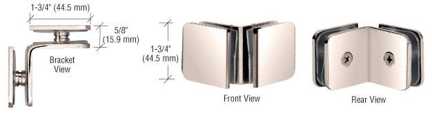 CRL 90 Degree Traditional Style Glass - to - Glass Clamp GCB90PN