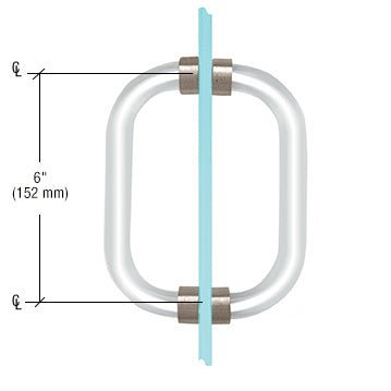 CRL Acrylic Back - to - Back Shower Door Pull Handle with Brushed Nickel Rings CAP6X6BN