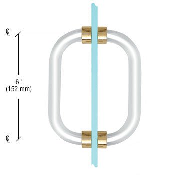 CRL Acrylic Back - to - Back Shower Door Pull Handle with Brushed Nickel Rings CAP6X6BR