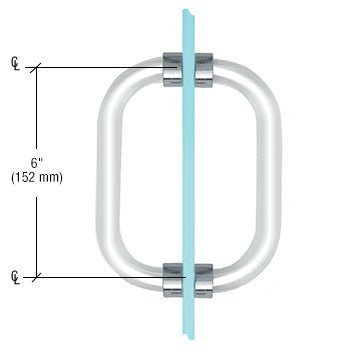 CRL Acrylic Back - to - Back Shower Door Pull Handle with Brushed Nickel Rings CAP6X6CH