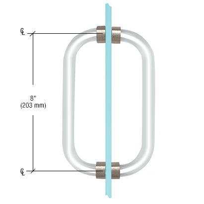 CRL Acrylic Back - to - Back Shower Door Pull Handle with Brushed Nickel Rings CAP8X8BN