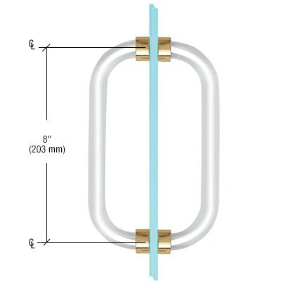 CRL Acrylic Back - to - Back Shower Door Pull Handle with Brushed Nickel Rings CAP8X8BR