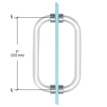 CRL Acrylic Back - to - Back Shower Door Pull Handle with Brushed Nickel Rings CAP8X8CH