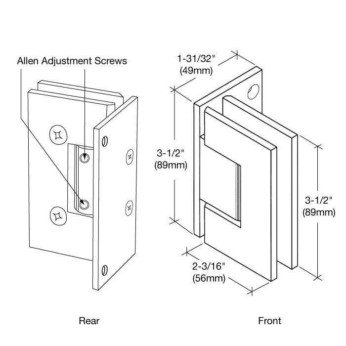 CRL Adjustable Wall Mount Offset Back Plate Hinge GEN3440RB