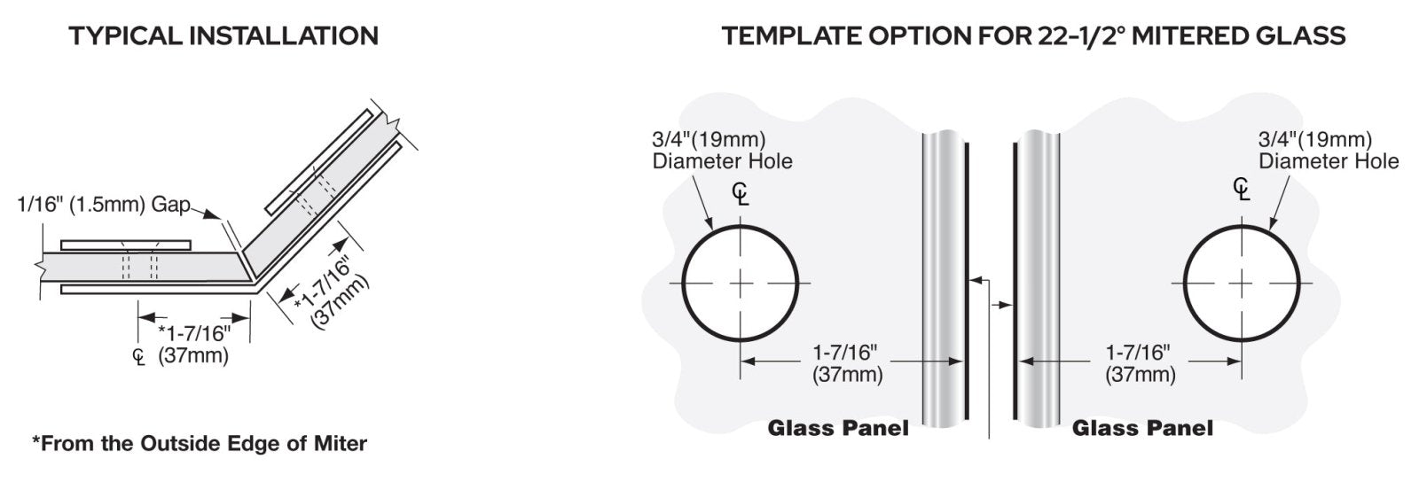 CRL Beveled 135º Glass - to - Glass Clamp BGC1350RB