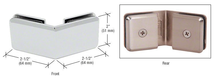 CRL Beveled 135º Glass - to - Glass Clamp BGC135CH