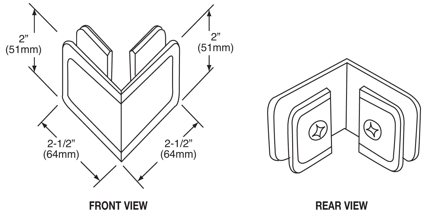 CRL Beveled Style 90º Glass - to - Glass Clamp BGC900RB