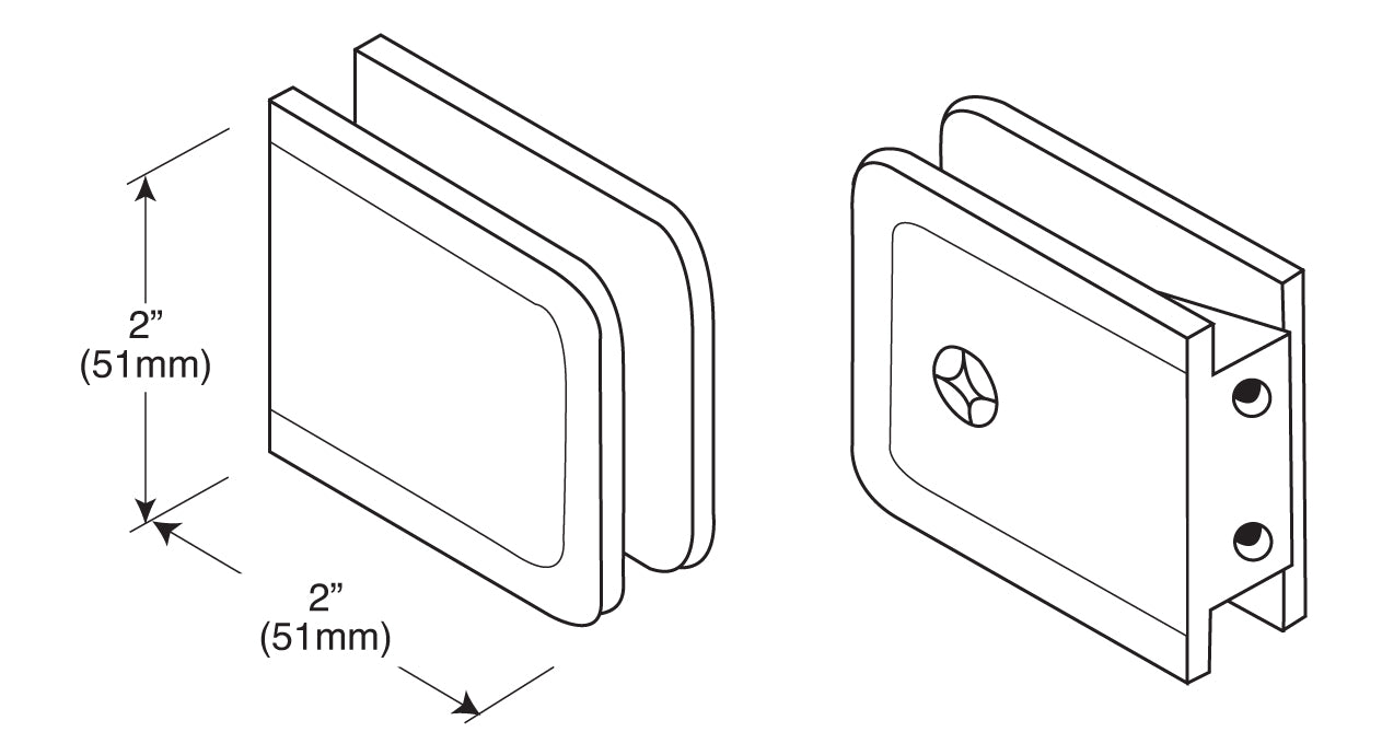 CRL Beveled Style Notch - in - Glass Fixed Panel U - Clamp BGCU10RB